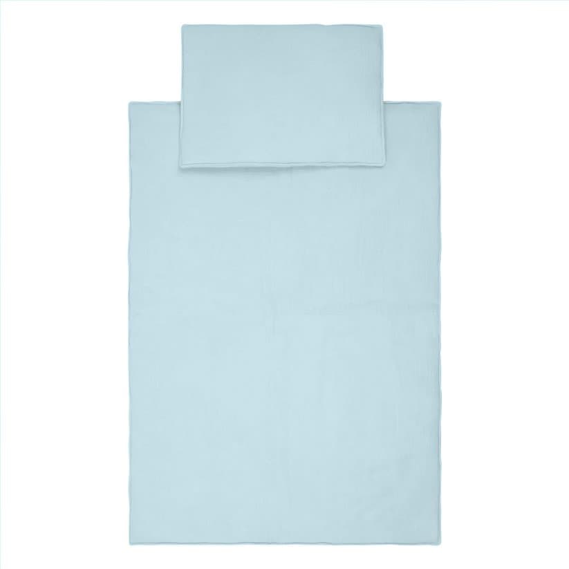 Set paturica si perna din muselina, 95 x 65 cm, Little Amy, Albastru deschis