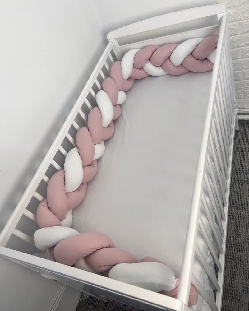 Aparatoare impletita in 3 din bumbac, lungime 240 cm Roz Pudra