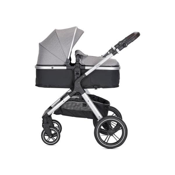 Carucior pentru copii Lorelli Viola Grey 3 in 1 cos auto Spirit inclus, transformabil, sezut reversibil, maner ajustabil, cadru din aluminiu, suspensii, bara detasabila, pana la 22 kg, multiple accesorii