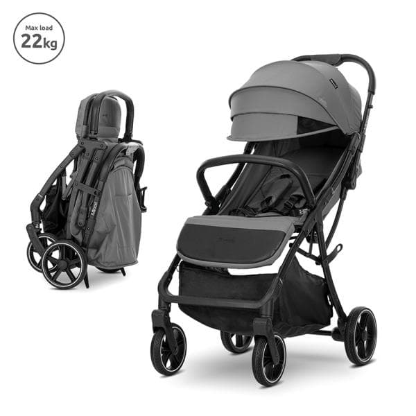 Carucior pentru copii Lorelli Minori Grey, sistem pliere cu o singura mana, spatar reglabil, greutate admisa 22 kg, suspensii, suport pahar, husa textila UV 50+