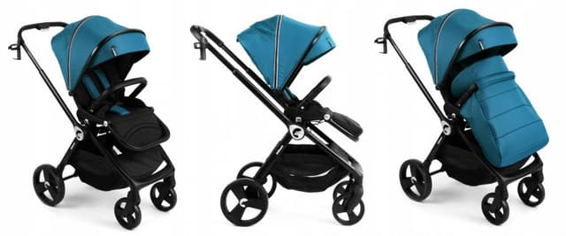 Carucior reversibil pentru copii, cu pliere compacta spatar si viziera reglabile, Kidnort Isbjorn Blue pana la 22 kg, roti cu suspensii, accesorii incluse, suport pentru pahar