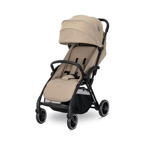 Carucior pentru copii Lorelli Quick Beige Warm autofold, spatar reglabil, suport reglabil pentru picioare, suspensii, greutate admisa 22 kg