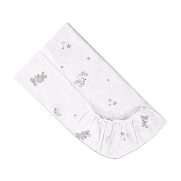 Cearceaf cu banda elastica bumbac ranforce 60 x 120 cm Little Rabbits Grey