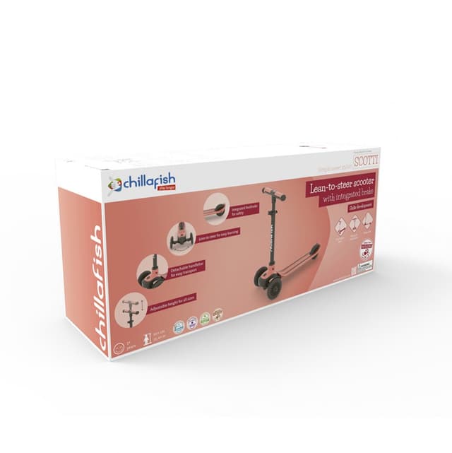 Trotineta pentru copii Chillafish Scotti 2 Flamingo cu ghidon reglabil, roti ABEC-5, greutate admisa 50 kg