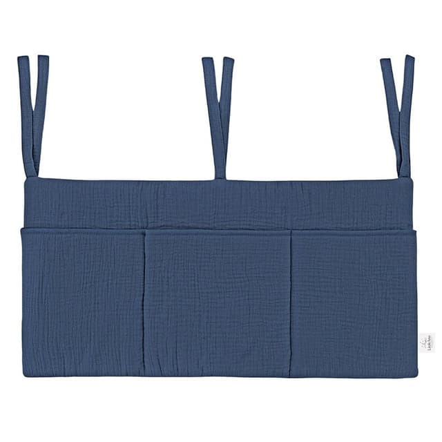 Organizator suspendat din muselina pentru pat, 60 x 30 cm, Little Amy, Bleumarin