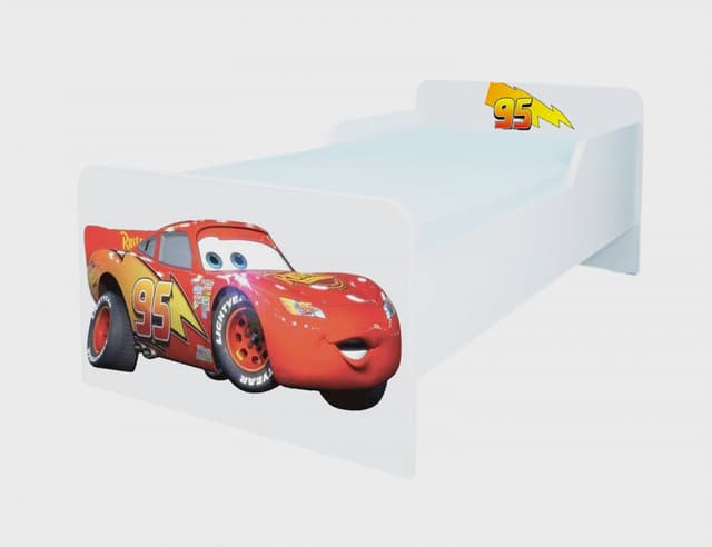 Pat pentru copii Fulger Mcqueen cu saltea, 2-8 ani, 140x70 cm