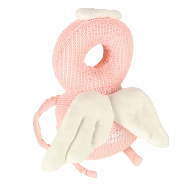 Pernuta de protectie spate si cap pentru copii, Ikonka, in forma de rucsacel cu bretele reglabile, dimensiune 31 x 19 x 8 cm, model Pink Angel