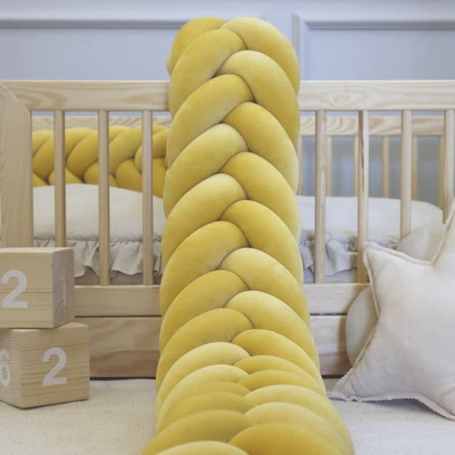 Protectie de pat impletita, MiniMini, Velvet Magic, Galben, 500 cm