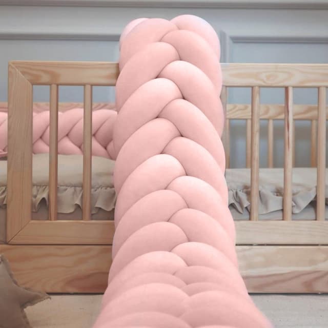 Protectie de pat impletita, MiniMini, Velvet Magic, Somon, 500 cm
