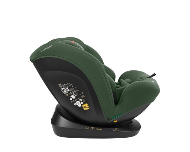 Scaun auto copii KikkaBoo i-Explore 2 i-SIZE Army Green 40-150 cm,tetiera reglabila in 14 pozitii inaltime,spatar reglabil,perna reductor inclusa,husa detasabila,centuri de siguranta cu pernute pentru umeri