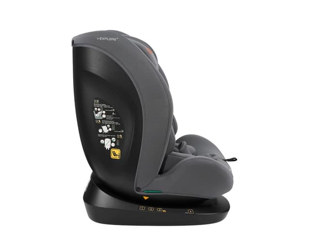 Scaun auto copii KikkaBoo i-Explore 2 i-SIZE Grey 40-150 cm,tetiera reglabila in 14 pozitii inaltime,spatar reglabil,perna reductor inclusa,husa detasabila,centuri de siguranta cu pernute pentru umeri