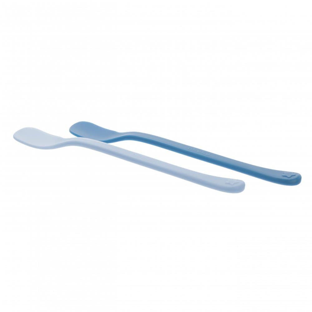 Set 2 lingurite pentru bebelusi Akuku First Blue,forma speciala,materiale sigure fara BPA,maner confortabil