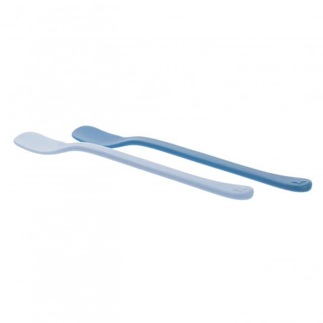 Set 2 lingurite pentru bebelusi Akuku First Blue,forma speciala,materiale sigure fara BPA,maner confortabil