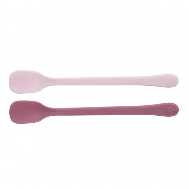 Set 2 lingurite pentru bebelusi Akuku First Pink,forma speciala,materiale sigure fara BPA,maner confortabil
