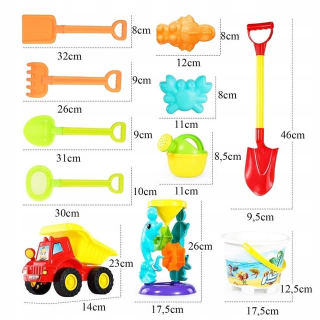 Set de joaca cu nisip pentru copii Matadi, cu camion basculant, galeatusa, moara de nisip, si accesorii specifice incluse