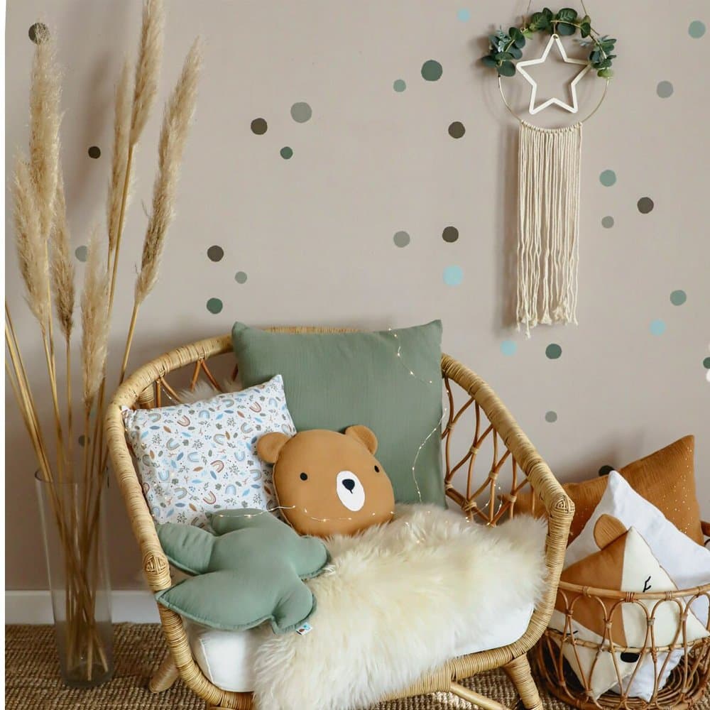 Set decoratiuni cu baldachine, perne decorativa si stickere, Muselina, Little Amy, Verde