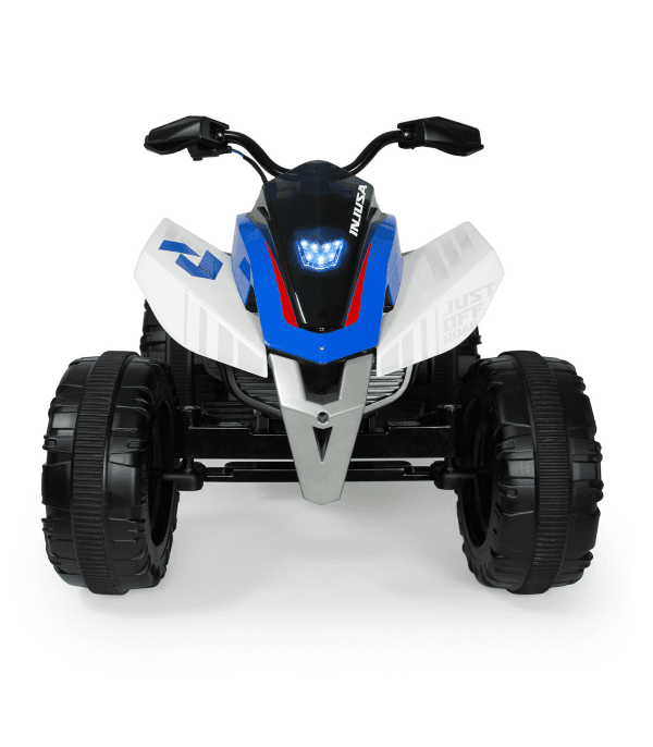 Atv electric pentru copii Injusa Quad Rage 12V, model silentios, pornire cu cheie, suspensii, frana electrica, 3 ani+