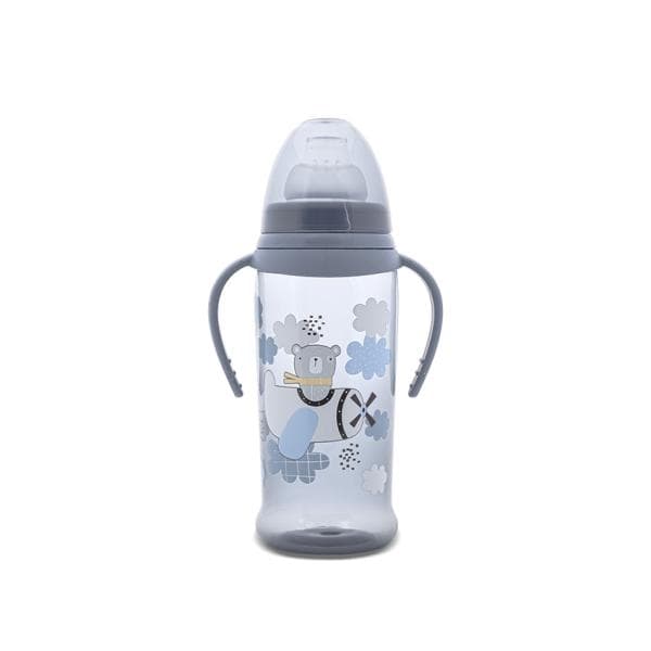 Biberon anticurgere cu manere, tetina lata, protejeaza gingiile, 6 luni+, 360 ml, My Friend Cameo Blue
