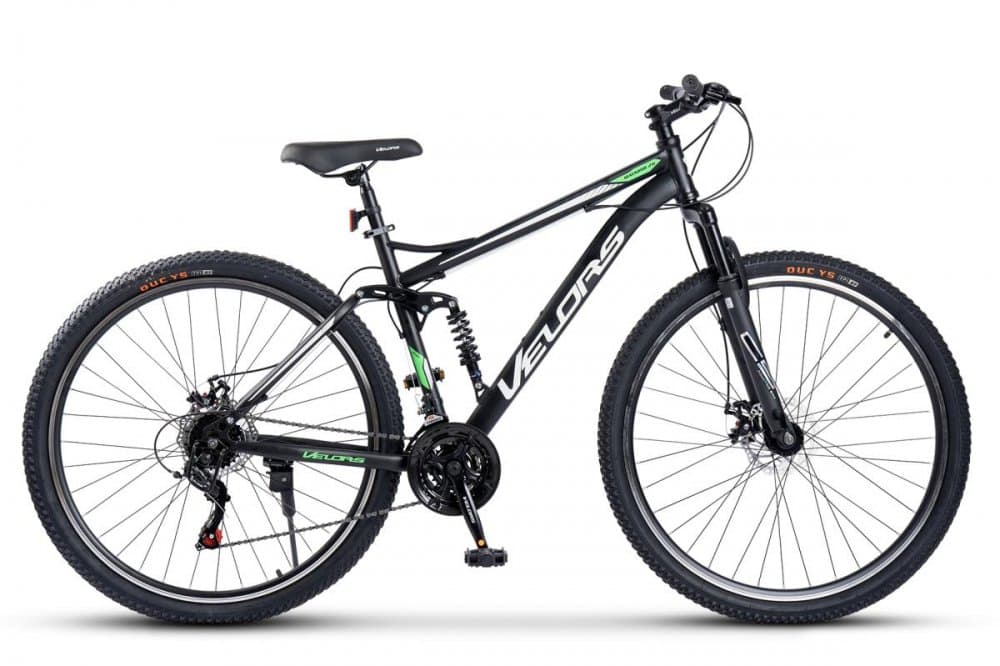 Bicicleta MTB Full-Suspension Velors Matador V2960G NegruAlbVerde, roti 29 inch, inaltime utilizator 170-195 cm, greutate suportata 120 kg