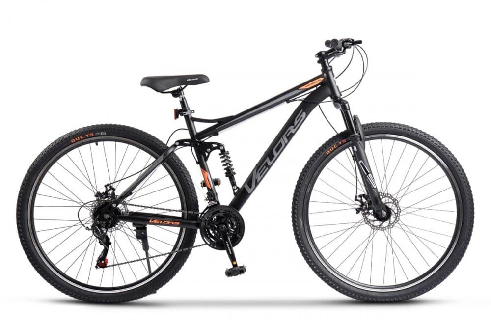 Bicicleta MTB Full-Suspension Velors Matador V2960G NegruGriPortocaliu, roti 29 inch, inaltime utilizator 170-195 cm, greutate suportata 120 kg