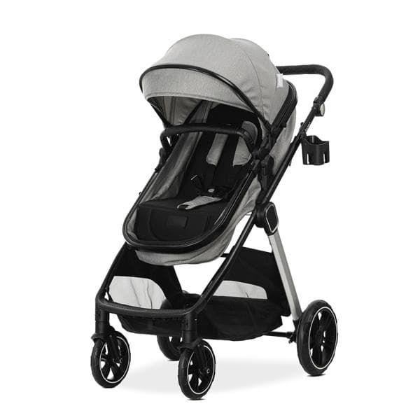 Carucior 2 in 1 pentru copii Lorelli Aspen Grey, transformabil, reversibil, cadru din aluminiu, suspensii, adaptori pentru cos auto, geanta, greutate suportata 22 kg