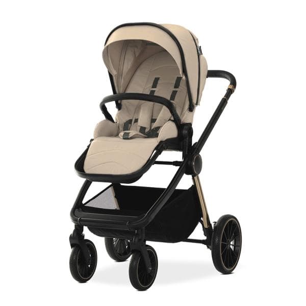 Carucior 2 in 1 pentru copii Lorelli Bianca Beige Warm, cadru din aluminiu, suspensii, cos landou individual cu maner de transport, geanta, greutate suportata 22 kg