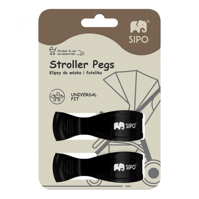 Set 2 cleme multifunctionale pentru carucior Sipo Negru