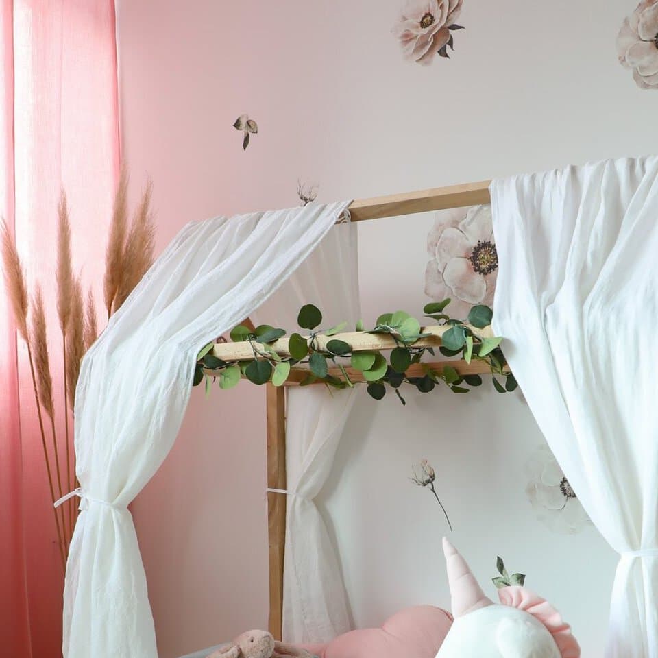 Draperie din muselina organica, Little Amy, Somon, 125x240 cm, 1 bucata