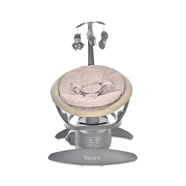 Leagan electric Toscana Beige Dots, rotativ, panou muzical, telecomanda