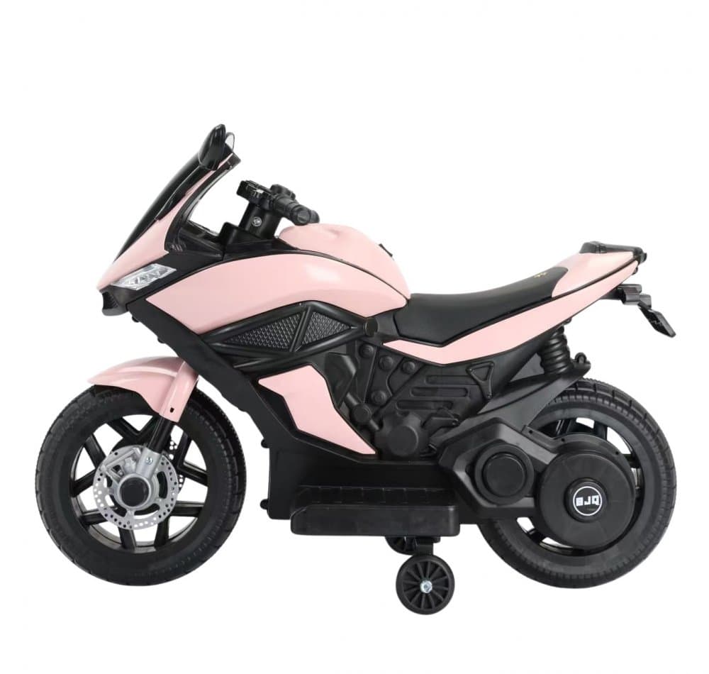 Motocicleta electrica pentru copii Nichiduta Storm Pink motor 38w,scaun confortabil din piele ecologica,roti ajutatoare,oglinzi retrovizoare,lumini LED,muzica,pornire la buton,suport picioare,manere ergonomice