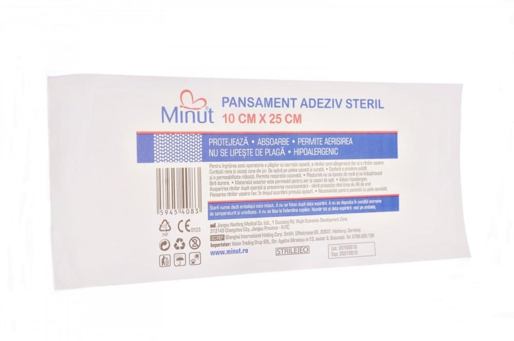 Pansament adeziv steril Minut 10 cm x 25 cm
