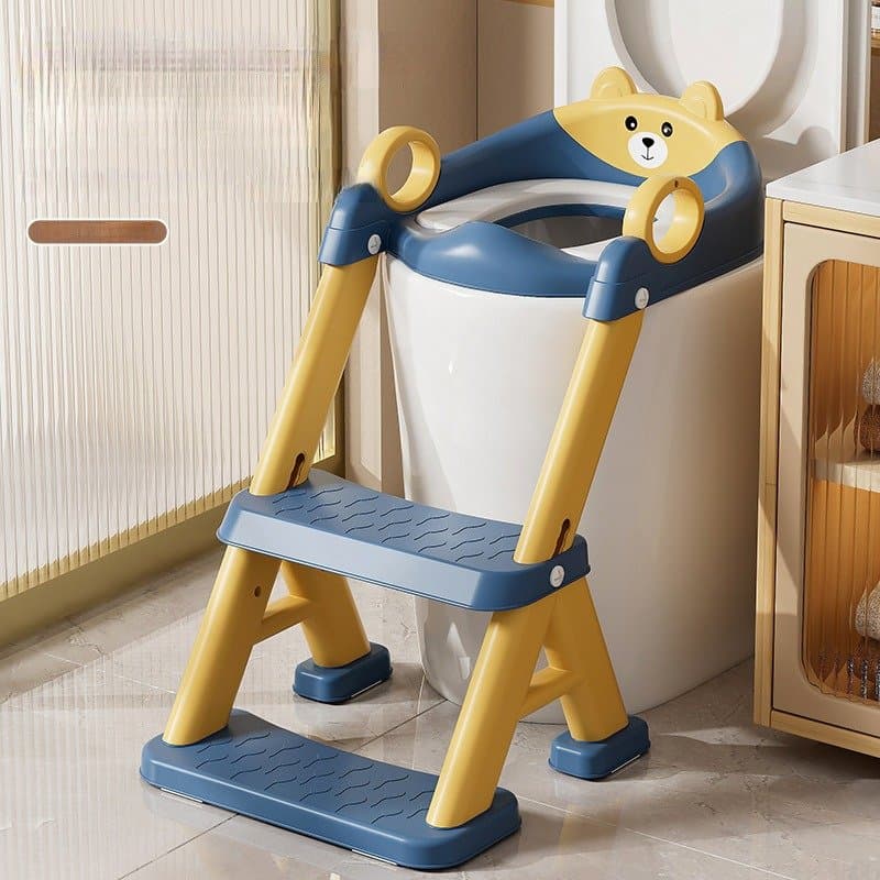 Reductor toaleta pentru copii Little Mom Teddy pink, cu doua trepte, colac moale din pvc detasabil, pliabil, design anti-stropire, baza antiderapanta, inaltime reglabila, spatar si manere, compatibilitate universala