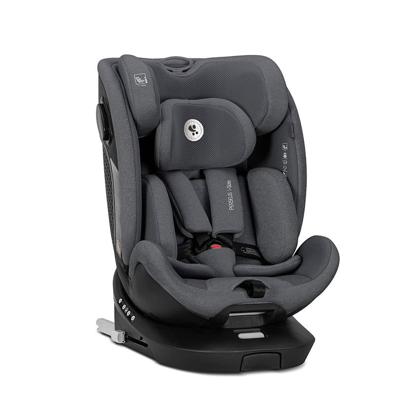 Scaun auto pentru copii Lorelli Perseus Grey i-Size, isofix, baza rotativa, picior de sprijin, EPS Memory, panou de ventilatie, SPS, 0 luni-12 ani, 40-150 cm