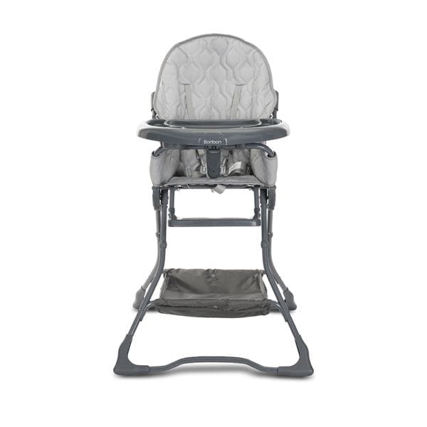 Scaun de masa pentru copii Lorelli Bonbon Grey Leather cu suport pentru picioare, cos pentru jucarii, pliere compacta, greutate admisa 15 kg