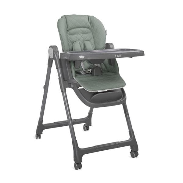 Scaun de masa inalt pentru copii Lorelli Chef Green Leather 3 in 1, reglabil in mutiple pozitii, dotat cu roti si suport pentru picioare
