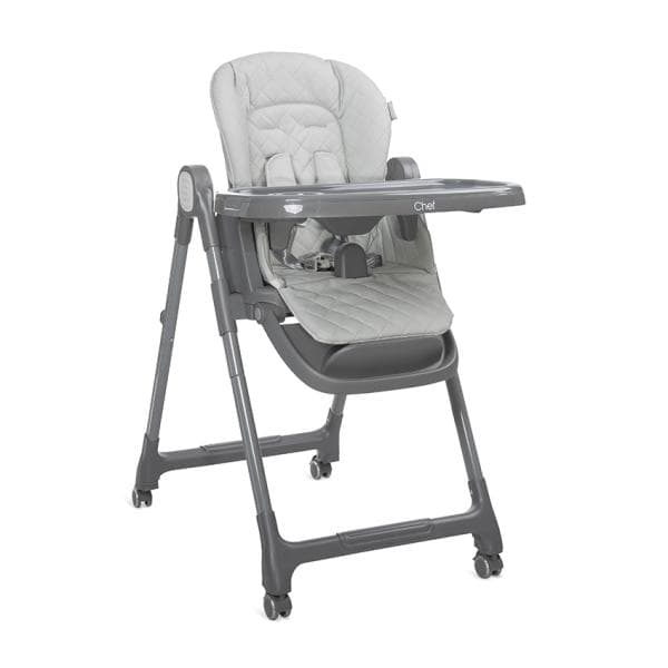 Scaun de masa inalt pentru copii Lorelli Chef Grey Leather 3 in 1, reglabil in mutiple pozitii, dotat cu roti si suport pentru picioare