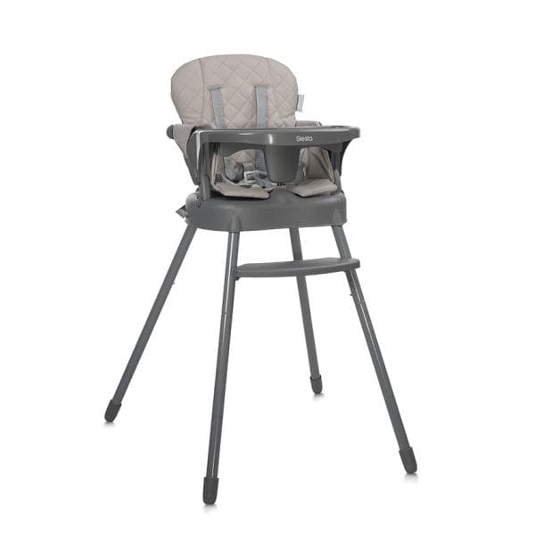 Scaun de masa pentru copii Lorelli Siesta Beige Leather 3 in 1 cu suport pentru picioare, tavita detasabila si centuri de siguranta