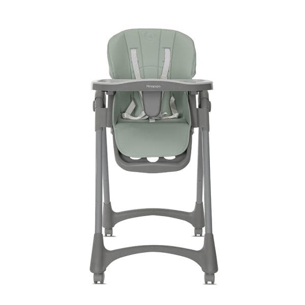 Scaun de masa pentru copii Lorelli Primapapa Green 6-36 luni, reglabil in multiple pozitii, 2 tavite detasabile, centuri de siguranta, roti, suport pentru picioare