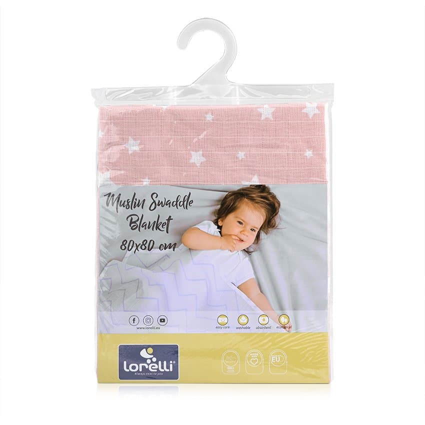 Scutec pled muselina 80x80 cm Rose with Stars