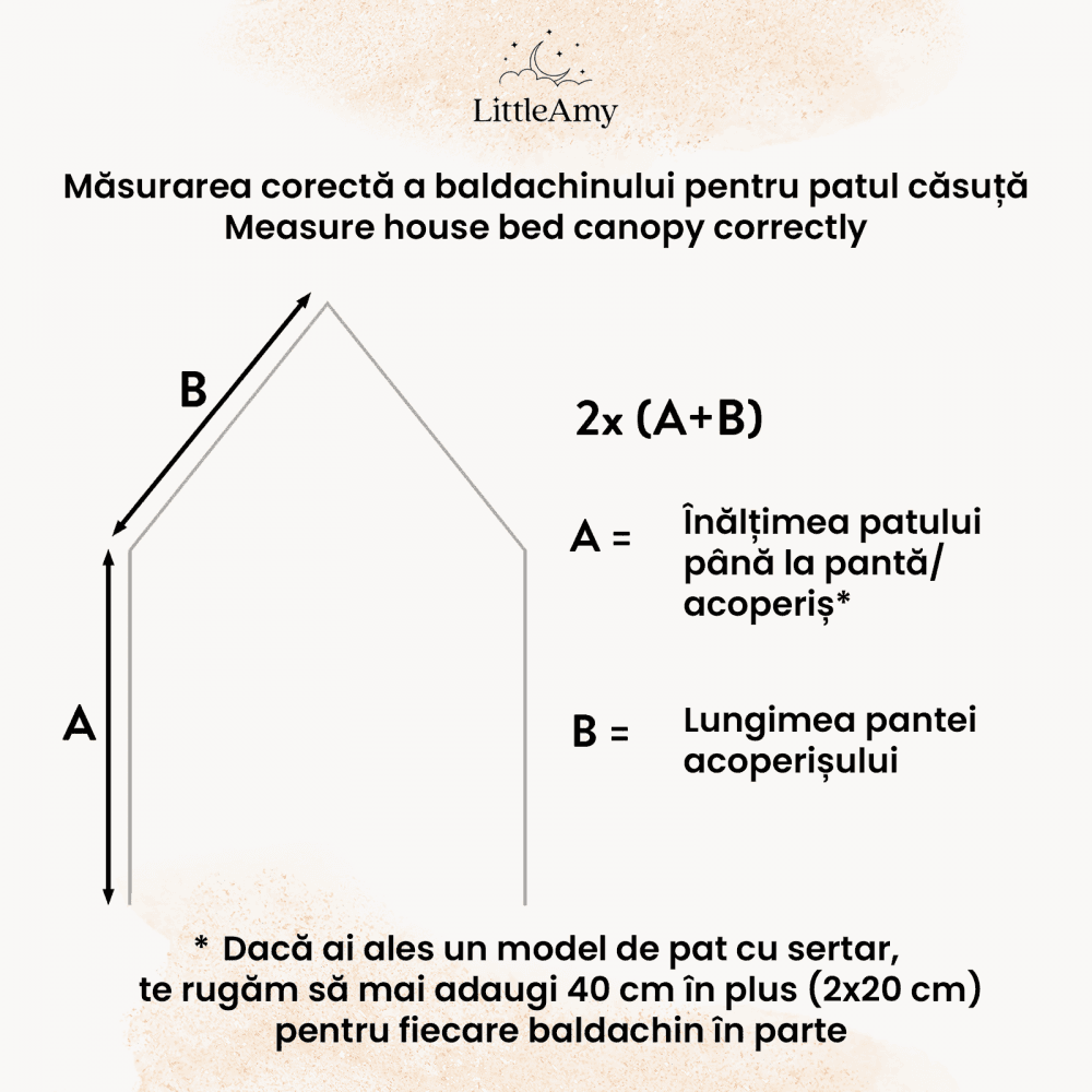 Set 2 baldachine muselina pentru pat tip casuta, Little Amy, Albastru deschis, 2x360 cm pentru pat 120x200 cm