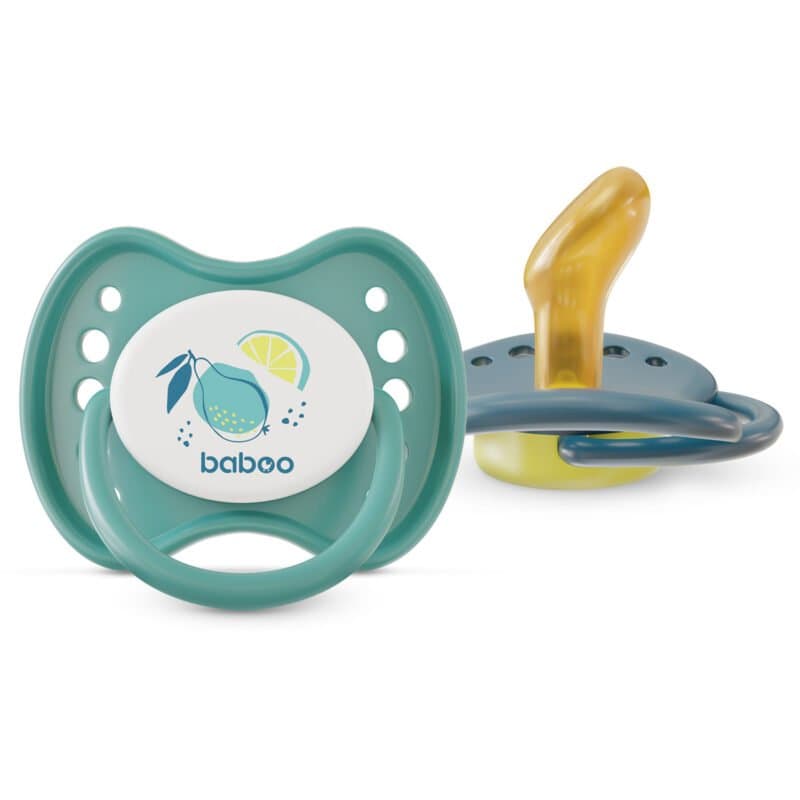 Set 2 suzete ortodontice din latex Calmy Baboo Verde 6 luni+