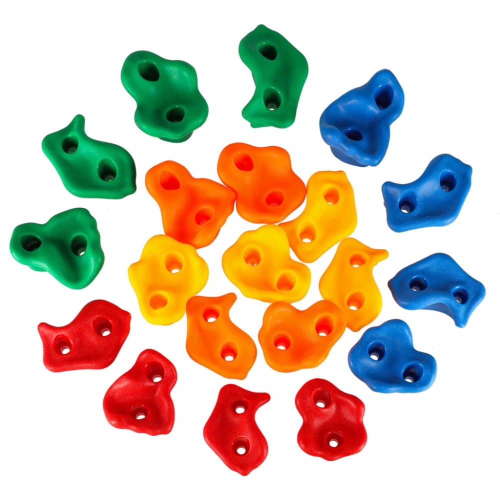 Set 20 prize de catarare pentru copii, Ikonka, cu sistem fixare inclus, din plastic multicolor