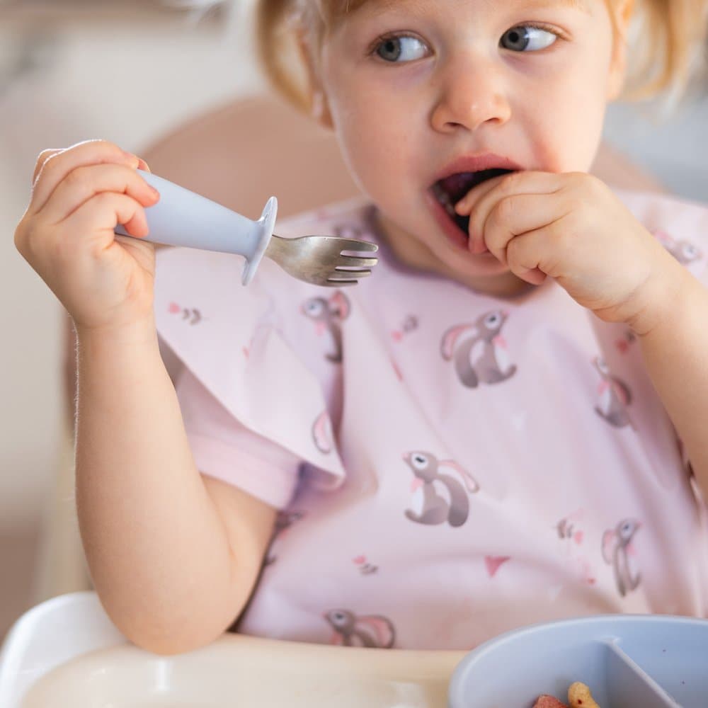 Set tacamuri pentru copii, lingurita si furculita din inox Babyono Verde