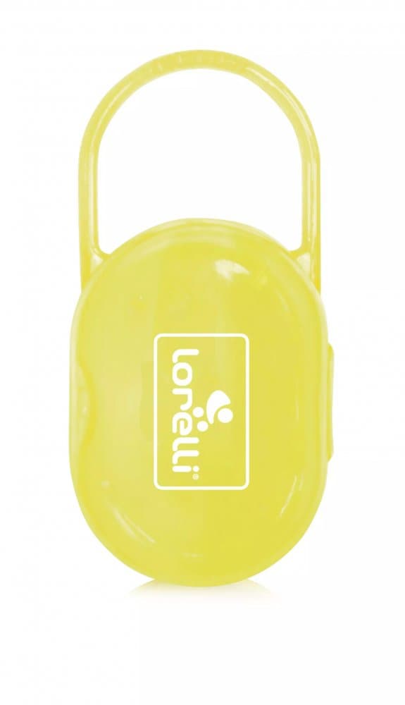 Suport transparent cu maner pentru 2 suzete sau tetine Yellow