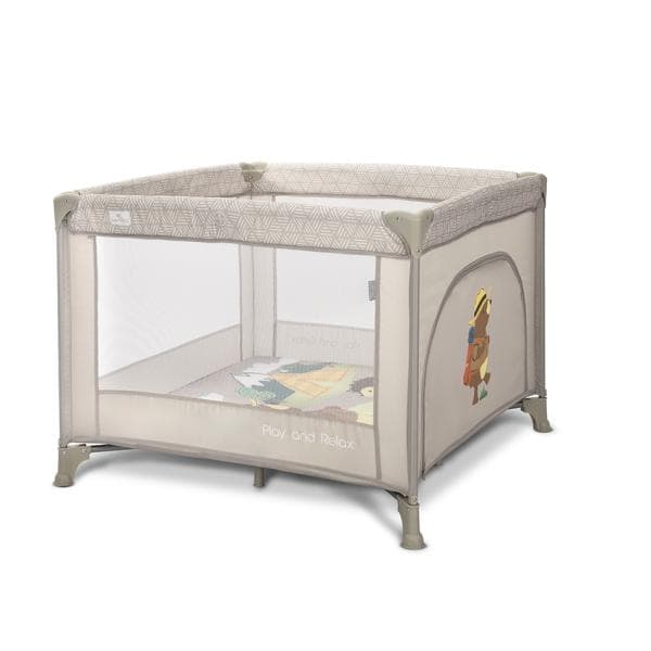 Tarc de joaca Lorelli Play N Relax Beige Camping 100x100x75 cm, deschidere laterala cu fermoar, geanta de transport
