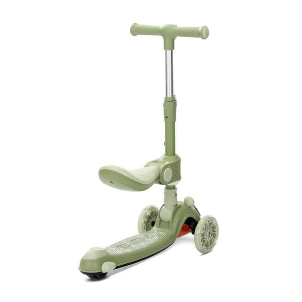 Trotineta pentru copii Lorelli Swiftie Green pliabila, roti cu led, sezut pliabil, ghidon reglabil, platforma cu lumini si melodii, greutate admisa 50 kg