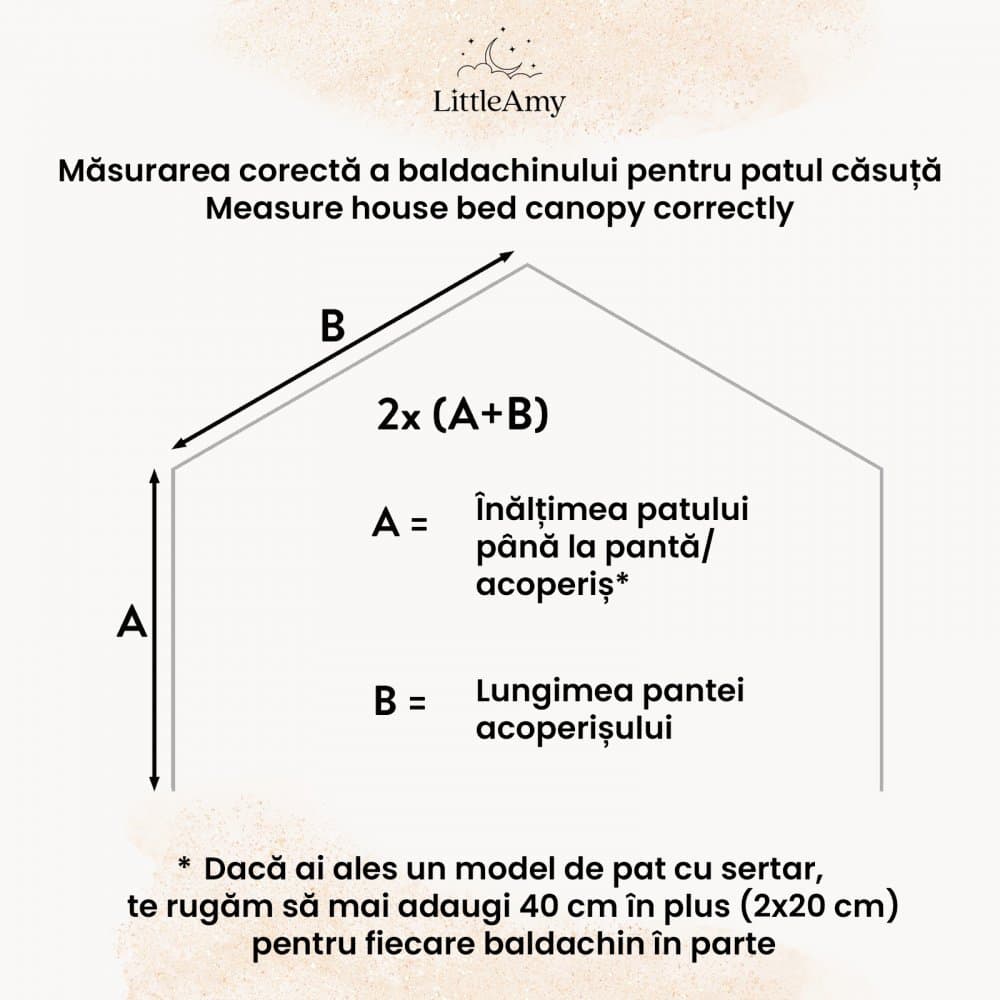 Baldachin muselina pentru pat tip casuta, Little Amy, Albastru deschis, 450 cm