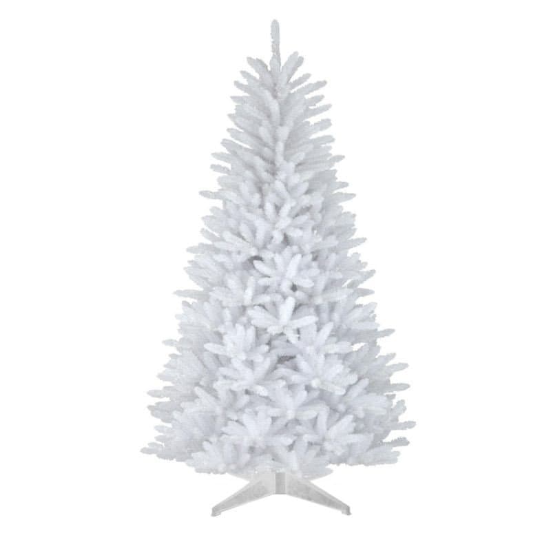 Brad artificial white pin, inaltime 150 cm, crengute albe, suport