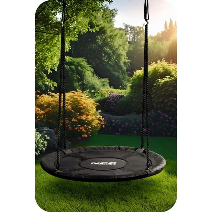 Leagan tip cuib pentru copii Neo-Sport 110310 Negru XXL 110 cm, material impermeabil, cadru din otel, greutate suportata 150 kg