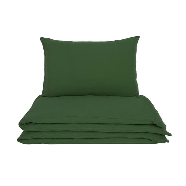 Lenjerie de pat cu 2 piese din muselina, Little Amy, Verde, 100x135 cm